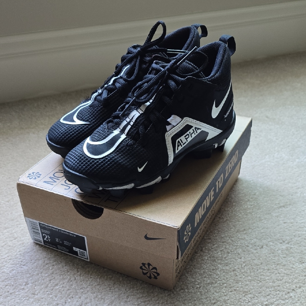 Kids Nike Alpha Black and White Football Cleats